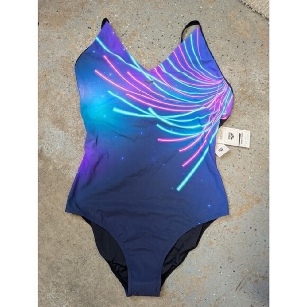 Arena Bodylift Shape‎ & Support Swimsuit One Piece Neon Blue Purple